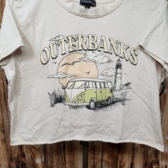 Originality Outer Banks Graphic Print Crop Top Juniors Lg Short Sleeve Shirt - Picture 3 of 6